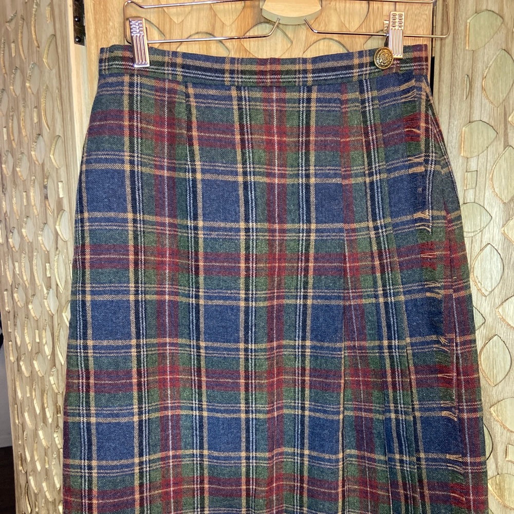 Tartan plaid wrap skirt fringe 6-8